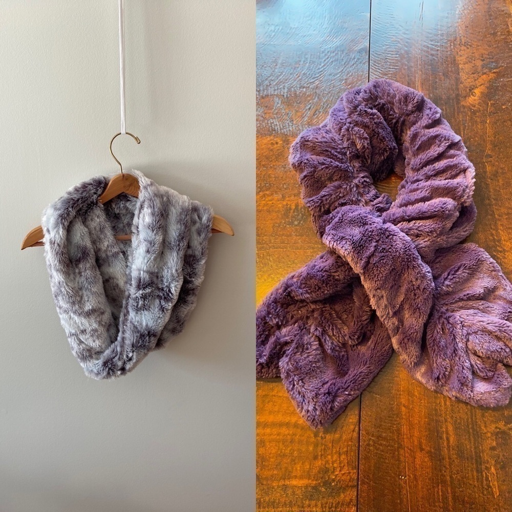 Minky Scarves Bundle of 2 Grey Purple
